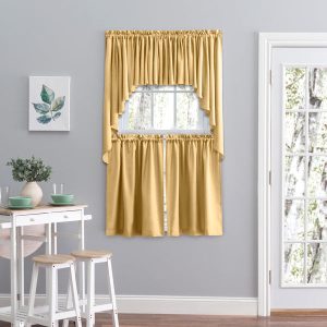 Glasgow Tier Curtains Gold Leaf