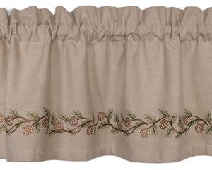 Maine Lodge Lined Tiers & Embroidered Valances