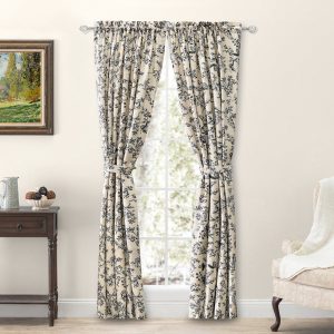 Waverly Gardens Tailored Pair with Tiebacks Black