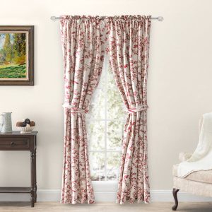 Waverly Gardens Tailored Pair with Tiebacks Garnet