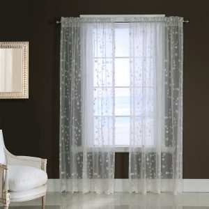 Grandeur Sheer Embroidered Tiers and Panels White
