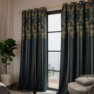 Olive Green & Gold-toned 2  Pieces Ethnic Motifs Printed Door Curtain