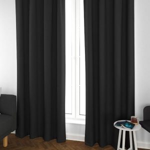 Black Set of 2 Black Out Door Curtain