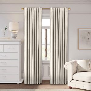 Premium Velvet Rod Pocket & Back Tab Panels Bone