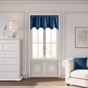 Premium Velvet Lined Scalloped Valance Farmhouse Blue