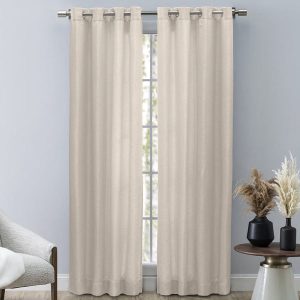 Grasscloth Lined Grommet Panel Parchment