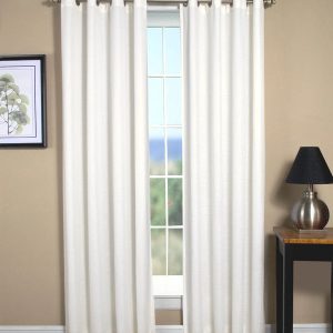 New Castle White Linen Blend Textured Grommet Panel