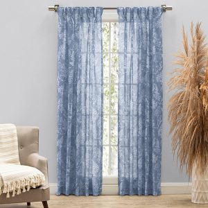 Wild Meadows Pinch Pleated Curtain with Back Tabs - Blue