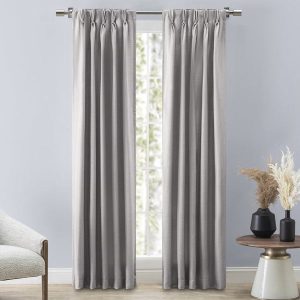 Grasscloth Lined Pinch Pleated Drapery Ash
