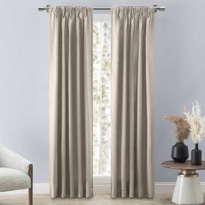 Grasscloth Lined Pinch Pleated Drapery Parchment