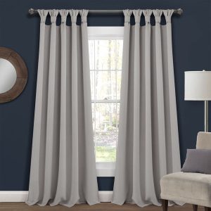 Knotted Tab Top Room Darkening Curtain Panel Pair