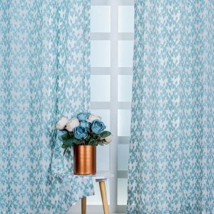 Turquoise Blue 4 Pieces Sheer Door Curtains