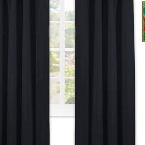 Black 2 Pcs Black Out Long Door Curtain