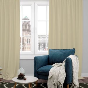 Cream-Coloured Set of 4 Black Out Door Curtain