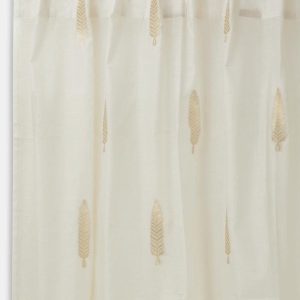 Tarang Off White & Gold-Toned Floral Woven Design Long Door Curtain
