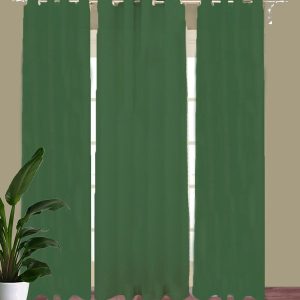 Green Set of 3 Black Out Long Door Curtain