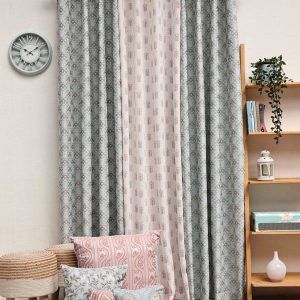 Mehraab Sheer Blue & Pink 3 Pieces Printed Window Curtains