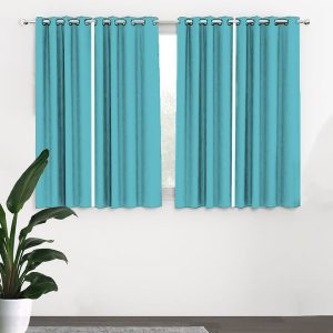 Turquoise Blue Set of 4 Black Out Window Curtain