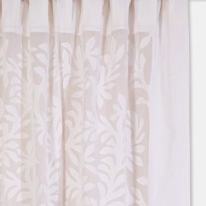 Asta White Floral Design Cotton Door Curtain