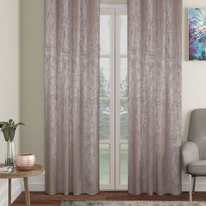 Brown 2 Pieces Black Out Long Door Curtains