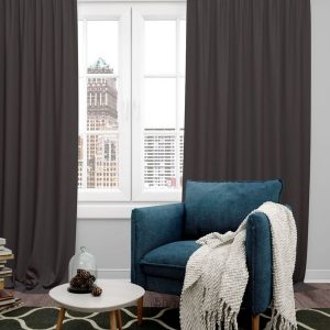 Coffee Brown Set of 4 Black Out Long Door Curtain