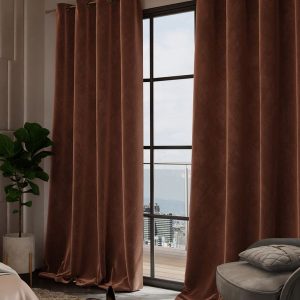 Date Night Camel Brown Set of 2 Long Door Curtains