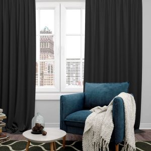 Black Set of 4 Black Out Long Door Curtain
