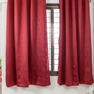 Maroon Pack Of 4 Black Out Window Curtain
