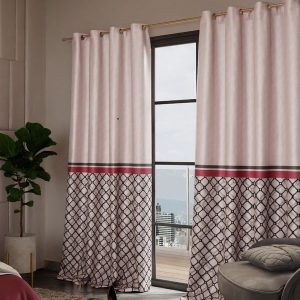 Versailles Rose & Black Set of 2 Geometric Door Curtains