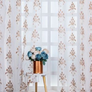 Unisex Set of 2 Embroidered Sheer Long Door Curtain