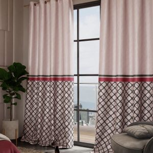 Versailles Rose & Black Set of 2 Geometric Long Door Curtains