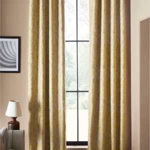 Yellow & Silver-Toned 2 Pieces Printed Black Out Door Curtain