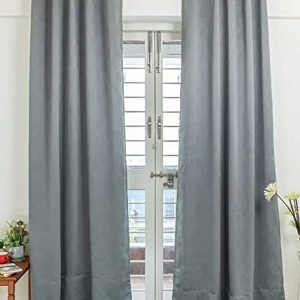 Grey Set of 4 Black Out Window Curtain