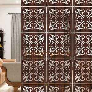 Brown 4 Pieces Wooden Room Darkening Door Curtain