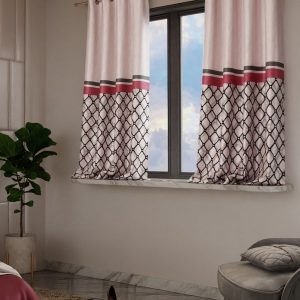 Versailles Rose & Black Set of 2 Geometric Window Curtains