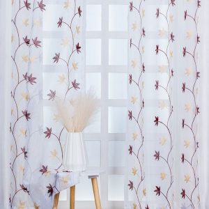 Unisex Set of 2 Floral Tissue Curtain & Sheer