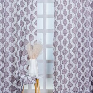 Brown 4 Pieces Ethnic Motifs Printed Linen Long Door Curtains