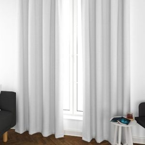 White Set of 2 Black Out Door Curtain