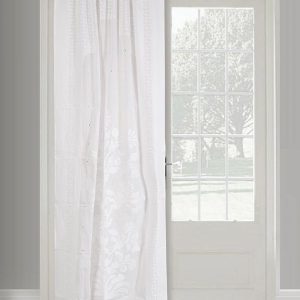Asta White Floral Design Applique Cotton Door Curtain