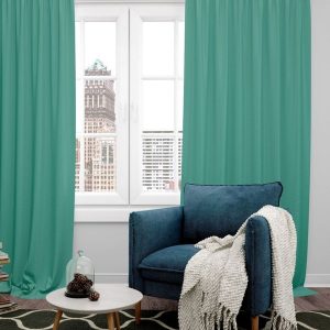 Sea Green Set of 4 Black Out Long Door Curtain