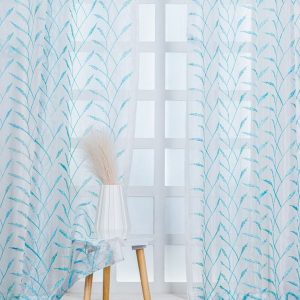 Set of 2 Embroidered Sheer Long Door Curtain