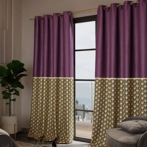 Versailles Purple & Beige Set of 2 Ethnic Motifs Door Curtains