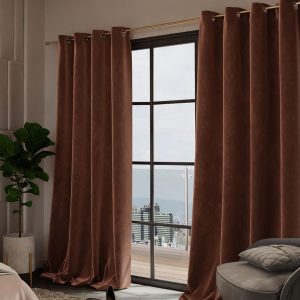 Date Night Camel Brown Set of 2 Door Curtains