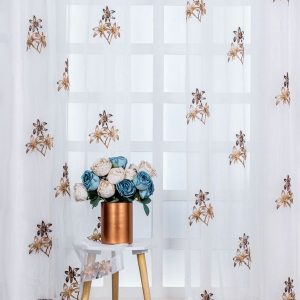 Set of 2 Embroidered Sheer Window Curtain