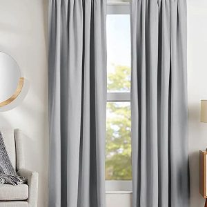 Silver-Toned  4 Pcs Black Out Door Curtains