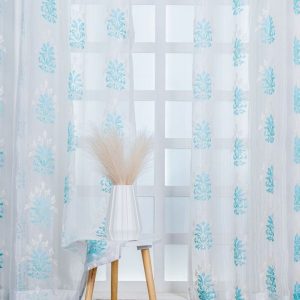 Set of 2 Ethnic Motif Embroidered Sheer Door Curtain
