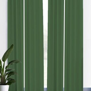 Green Set of 4 Black Out Long Door Curtain