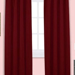 Maroon 4 Pcs Black Out Long Door Curtain