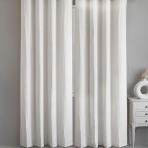 White 2 Pieces  Semi Sheer Cotton Long Door Curtains