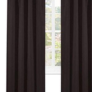 Brown 2 Pcs Black Out Long Door Curtain